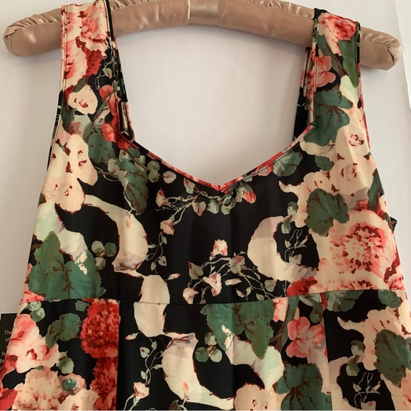 Anna Sui Floral Crepe button down mini dress black multi - Picture 9 of 13